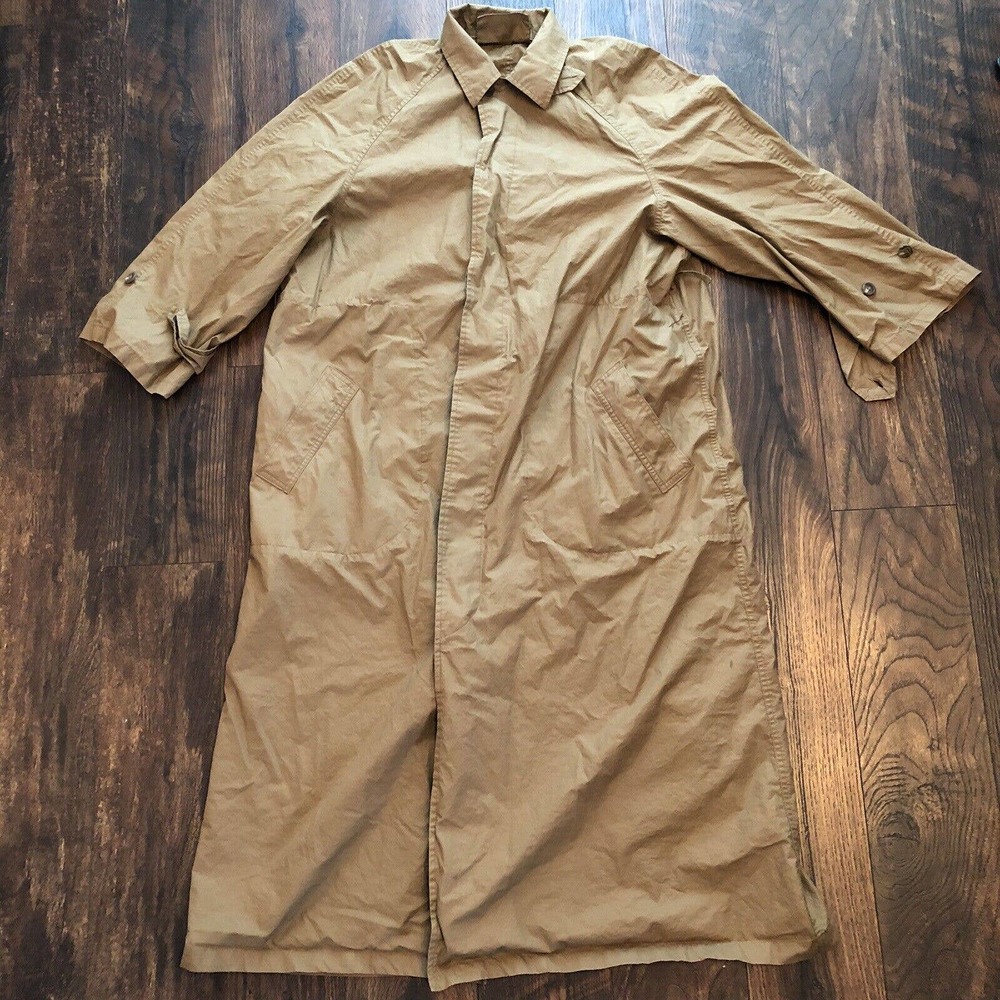 RALPH LAUREN LONG JACKET SIZE 10 BROWN TAN MISSING ONE BUTTON LIGHT THIN COAT